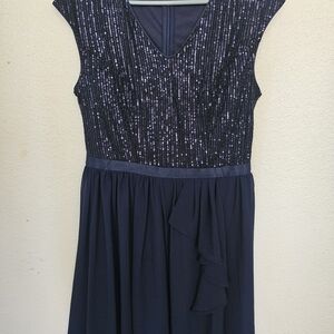 Wedtrend Navy Sequin V-Neck Dress